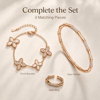 Bracelet Trèfle Tendance pour Femme, Sertissage Pavé Haut de Gamme, Élégant et Raffiné, Plaqué Or Rose et Argent, Idéal Cadeau pour Femme
