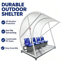 Banc de joueur 4 places avec structure galvanisée à chaud, chaise de stade, revêtement en poudre, sièges sportifs durables, imperméables et résistants aux UV