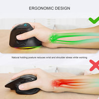 Mouse Gaming Vertikal Ergonomis Dual Mode 2.4G Wireless BT 5.1 Lampu RGB 9D Tipe C Isi Ulang MW-060-9D