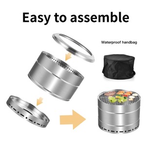 Smokeless Fire Pit Stainless <strong>Steel</strong> Round Stove Wood Burning Portable Indoor and <strong>Outdoor</strong> Firepit Camping Bonfire <strong>Fireplace</strong> - Product Image 2