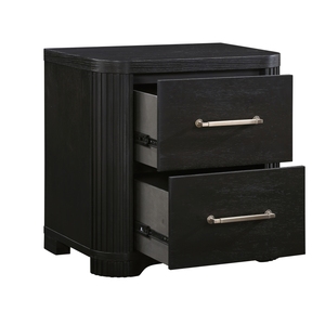 Modern Style Nightstand 2 <b>Drawer</b> Charcoal Finish Elegant Bedside Table - Product Image 2