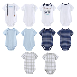 Baju Monyet Bayi Laki-laki Bodysuit Lengan Pendek Rajutan Katun Tubuh Baju Monyet Bayi Bebe Barboteuse - Product Image 1