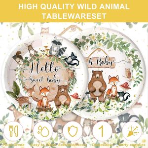 Forniture per feste per Baby Shower nei boschi di DAMAI per bambini e ragazze Safari nella giungla di animali selvatici per decorazioni portatovaglioli Set per 20 ospiti - Product Image 3