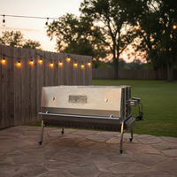 Grill rotatif double en acier inoxydable avec capot isolé, cuisson double face, grande capacité, rôtissoire à charbon de bois