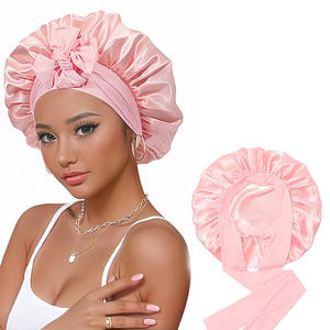 Chapeau rond en coton sergé à double couche avec nœud en soie Soins des cheveux de beauté Foulard de sommeil - Product Image 2
