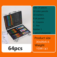48 stylos aquarelle et crayons de couleur, marqueurs pour enfants, coffret cadeau en bois, ensemble de dessin artistique