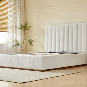 <span class=keywords><strong>Lit</strong></span> moderne convertible <span class=keywords><strong>et</strong></span> réglable en tissu blanc <span class=keywords><strong>avec</strong></span> coussin moelleux, tête de <span class=keywords><strong>lit</strong></span> haute, grande taille, vente en gros - Product Image 1