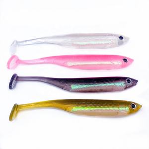 6X 4 pouces leurre Double couleur Softbait Kit nager ménés feuille à l'intérieur <span class=keywords><strong>des</strong></span> leurres de pêche ménés souples - Product Image 4