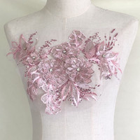 3D fleur strass broderie dentelle applique français dentelle patch pour accessoire de robe