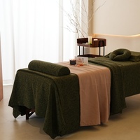 Parure de lit personnalisée de haute qualité vert foncé, draps 4 pièces, housse de table de massage pour spa et salon de beauté