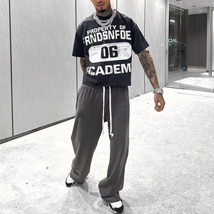 Streetwear poids lourd personnalisé lâche <span class=keywords><strong>Fives</strong></span> T-shirt coton sérigraphie Dtg imprimé T-shirt hommes lavage à l'acide boîte graphique T-shirt - Product Image 6