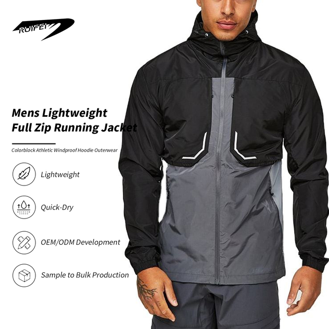 Custom Men's Casual Sports Reflective Waterproof Outdoor Windbreaker Jackets Softshell Hood Zipper Hiking Jacket for Men