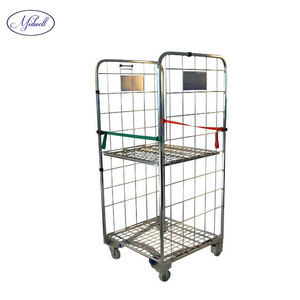 Midwell डबल परत तह भारी सामग्री हैंडलिंग स्टील रोल कंटेनर रोल गाड़ी रोल पिंजरे ट्राली - Product Image 5