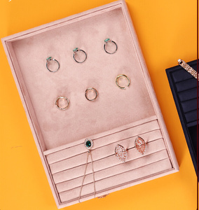 Jinsky bán buôn nhung trang sức hiển thị khay màu xanh đậm màu hồng Vòng khay dịch vụ Khay cho Countertop - Product Image 2