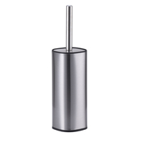 Ensemble poubelle et brosse de toilette ronds modernes en nickel satiné, poubelle en acier inoxydable à ouverture supérieure avec couvercle amovible WBS153