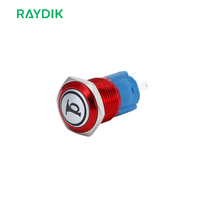 Sakelar 16Mm 5V 3Pin Biasanya Terbuka Datar Tahan Ledakan Logam Tombol Tekan Sakelar ON OFF
