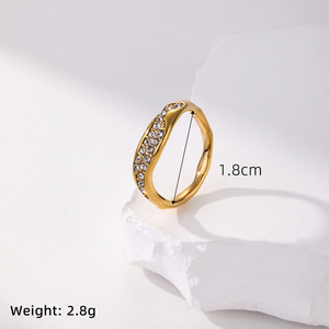 New Fashion Jewelry Waterproof Stainless Steel Diamond <strong>Ring</strong> 18k Gold Plated Irregular <strong>Wavy</strong> Women's <strong>Ring</strong> For Gift - Product Image 6