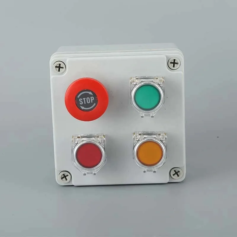 IP65 Stop Switch Industrial Handhold Control Box 4 Holes Button Control Box Enclosure