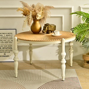 High Quality Farmhouse Indoor <b>Rustic</b> Round Wood Carved Top <b>Coffee</b> <b>Table</b> Manufacturer - Product Image 1