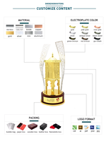 Conception libre LOGO personnalisé créatif trophée en métal poli base en bois brun brillant or bâtiment pagode modèle trophée prix