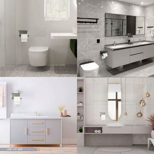 Porte-papier toilette moderne en acier inoxydable WEKIS Homebasics avec étagère intégrée, fixation murale, noir, pour salle de bain et usage hospitalier - Product Image 4