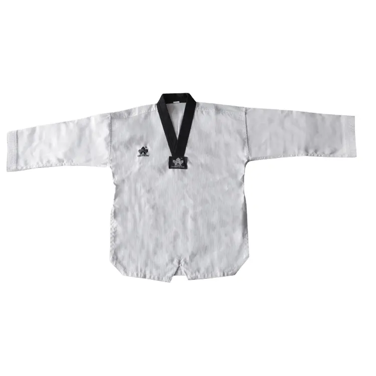 Vendita a buon mercato logo personalizzato bianco durevole traspirante abbigliamento per arti marziali uniformi taekwondo