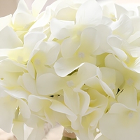 Rangkaian Bunga Hydrangea Sutra Buatan Krim dengan Vas Kaca Bening, Hiasan Bunga Palsu untuk Rumah, Pernikahan, Hari Valentine