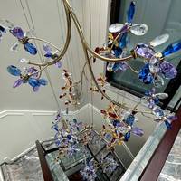 Style européen et américain créatif pétale lustre plafonniers art salon cristal fleur moderne suspension