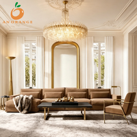 Trendiges Echtleder L-förmiges Sofa Holzrahmen Hotel Modulares Lugano Möbelstück Bürogebäude Wohnzimmer Couch