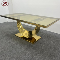 ZKAI Table de mariage moderne et glamour pour les mariés, miroir doré en acier inoxydable, table géométrique pentagonale pour événements de mariage