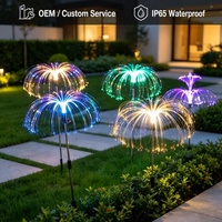 Lampe solaire double tête en forme de méduse, éclairage unique à double couche pour une zone plus large, idéale pour l'éclairage décoratif de jardin