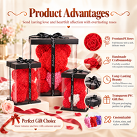 Ours en peluche rose éternelle fait main avec boîte cadeau de luxe, cadeau romantique parfait pour la Saint-Valentin, un mariage, un anniversaire, la fête des mères, décoration
