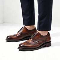 Nouveautés 2026 – Chaussures de mariage vintage pour homme en cuir véritable souple, motif brogue, fabriquées à la main, collection automne