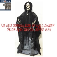 Squelette animatronique de la Mort de 1,5 m à chaîne, décoration d'Halloween, accessoires de fête, décorations murales