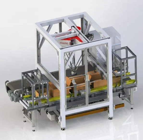 Linea automatica della macchina imballatrice del cartone dell'imballatore/bustine del cartone dei sacchetti dei biscotti del robot di Delta pick and place