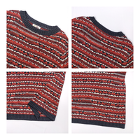 Pull en laine jacquard tricoté à col rond, motif rayé, coupe oversize, pour femme, automne, décontracté, avec logo frontal, vente en gros de tricots