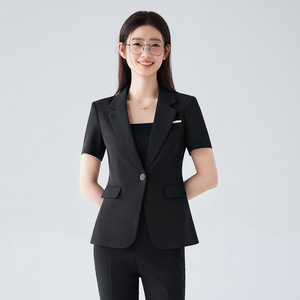 Women's Pink Short Sleeve Suit Set Lightweight Breathable Office Lady Workwear Commuting Professional Elegant Style - Product Image 3