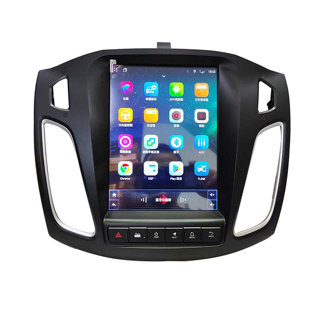 Gerllis Tesla Style Android Car for DVD Player with Gps Navigation System Compatible Ford Focus 2012-2015 Features DSP Mirror