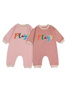 Combinaison en coton pour <span class=keywords><strong>bébé</strong></span> nouveau-né, broderie en chenille colorée, <span class=keywords><strong>pyjama</strong></span> à pieds unisexe pour nourrisson, vêtements de <span class=keywords><strong>bébé</strong></span> mignons - Product Image 2