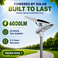 Lampadaire solaire semi-intégré MPPT 6000LM avec capteur de mouvement, IP65, LED, construction en aluminium pour usage extérieur, certifié RoHS