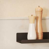 Étagère murale en métal Helga, noir mat, acier thermolaqué, style industriel moderne, pour salon et cuisine