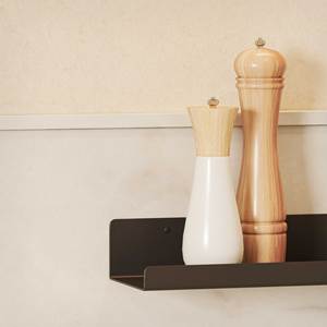 Mensola da parete in metallo Helga, nera opaca, in acciaio verniciato a polvere, stile moderno industriale, da parete, per soggiorno e cucina - Product Image 3