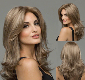 Nueva Peluca Europea Americana de <span class=keywords><strong>AliExpress</strong></span> para <span class=keywords><strong>Mujer</strong></span>, con Raya al Medio, Cabello Rizado de Longitud Media y Reflejos, para Comercio Exterior - Product Image 2