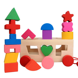 Safety Kids Shape Sorter Matching <strong>Pull</strong> Along Car Box Intelligence <strong>Block</strong> Montessori Educational Toys Wooden Cart for Toddler Gift - Product Image 3