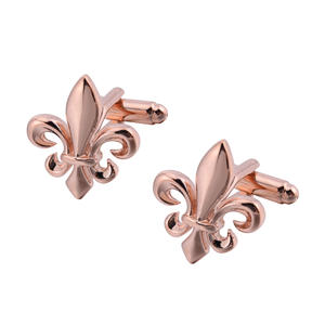 Gemelos de metal plateado chapado en oro rosa bronce negro flor de lis para hombres para boda regalo de fiesta de negocios - Product Image 3