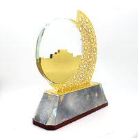 Venta directa de fábrica, artesanías de metal, trofeo de cristal personalizado, trofeo de Qatar chapado en oro de alta calidad