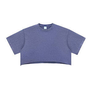 280GSM Camiseta de algodón lavado Camiseta de manga corta de gran tamaño desgastada para mujer - Product Image 1