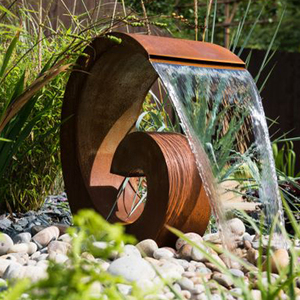 Bol d'eau décoratif de jardin en acier corsage, bassin d'eau en métal de paysage, avec fonction d'eau en acier de corsage d'extérieur - Product Image 5