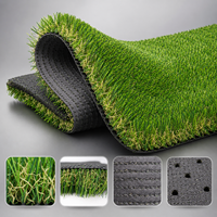 Gazon artificiel paysager écologique haute densité 45 mm, pelouse synthétique verte luxurante moderne pour jardin résidentiel