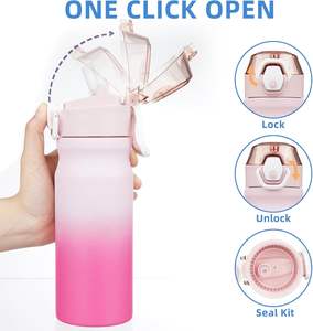 Botella de Agua de Acero Inoxidable Aislada de Doble Pared de 18 oz, Libre de BPA, para Mantener Frío por 24 Horas, Tapa Abatible con Bloqueo, Silicona Suave - Product Image 3